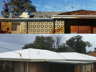 Before and after of old tile roof to new zincalume roof